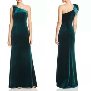 Eliza J One-Shoulder Teal Velvet Dress
